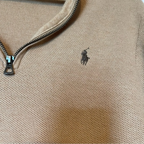 Polo Ralph Lauren Half Zip Beige Sweater 100% Cotton Size Medium - Picture 3 of 8